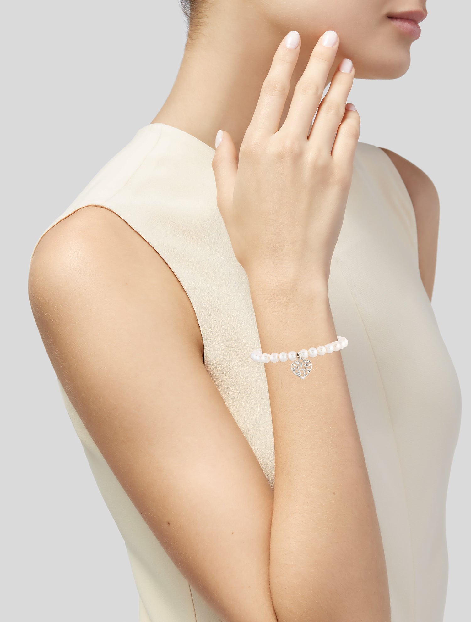 Tiffany & Co. Olive Leaf Pearl Heart Bracelet